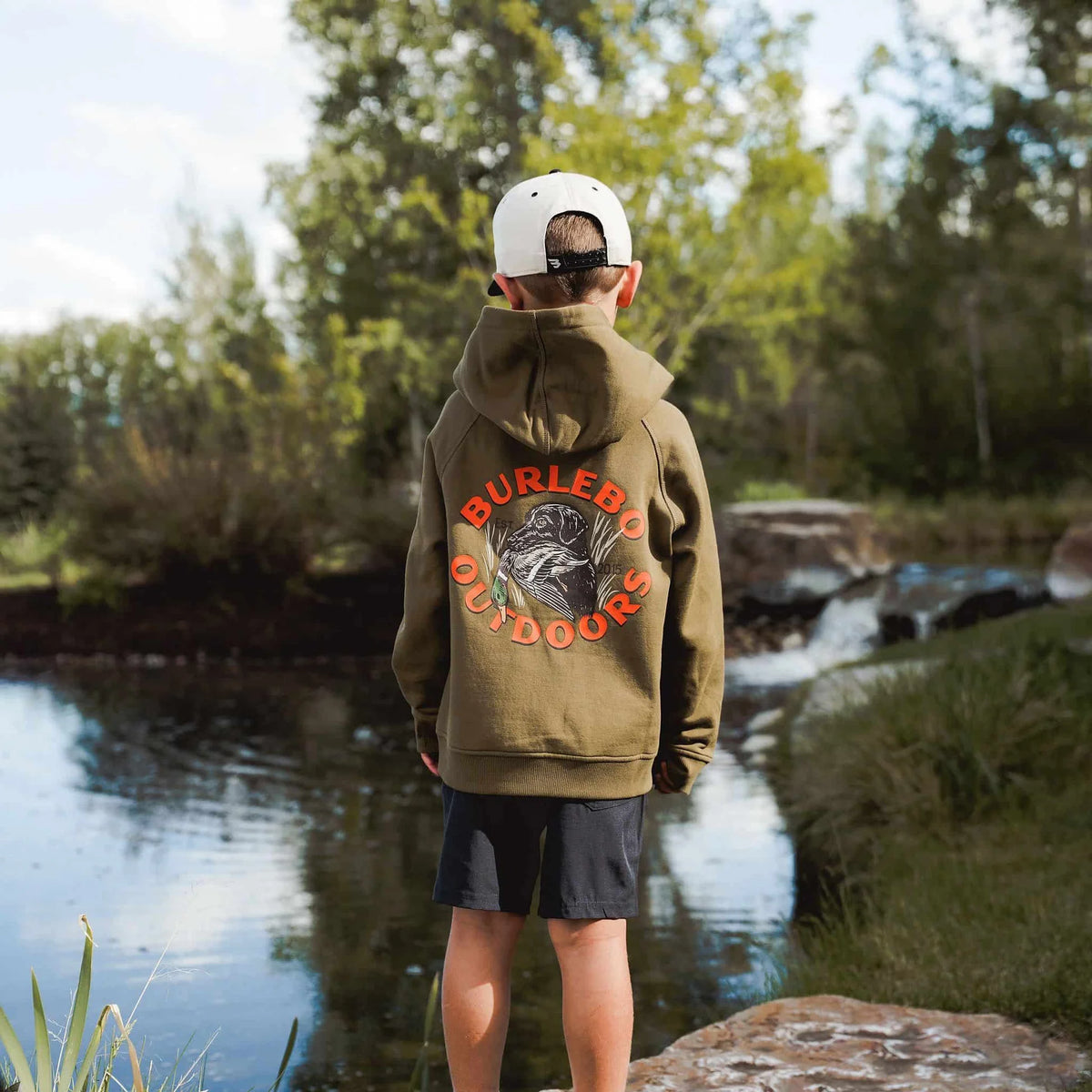 Burlebo Youth Fleece Hoodie - Duck Down - Hunter Green