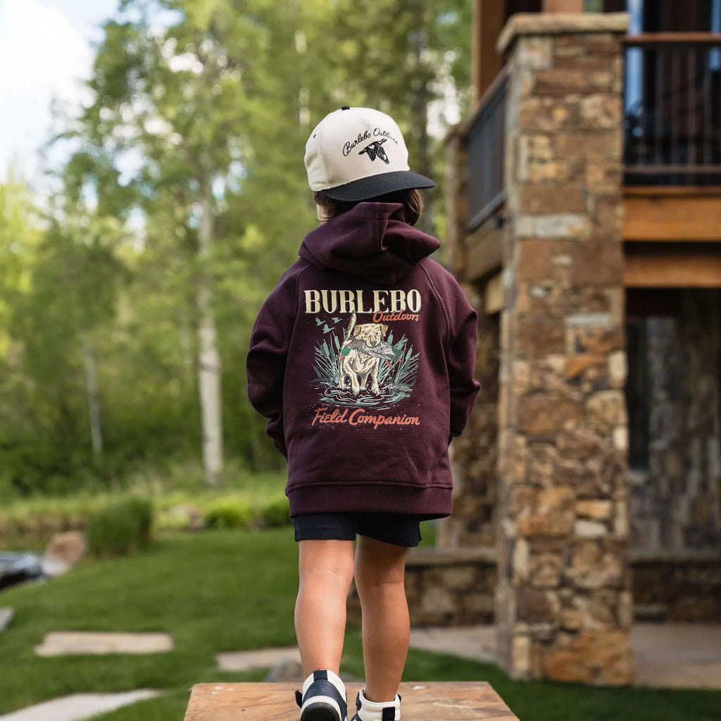 Burlebo Youth Fleece Hoodie - Field Companion - Maroon