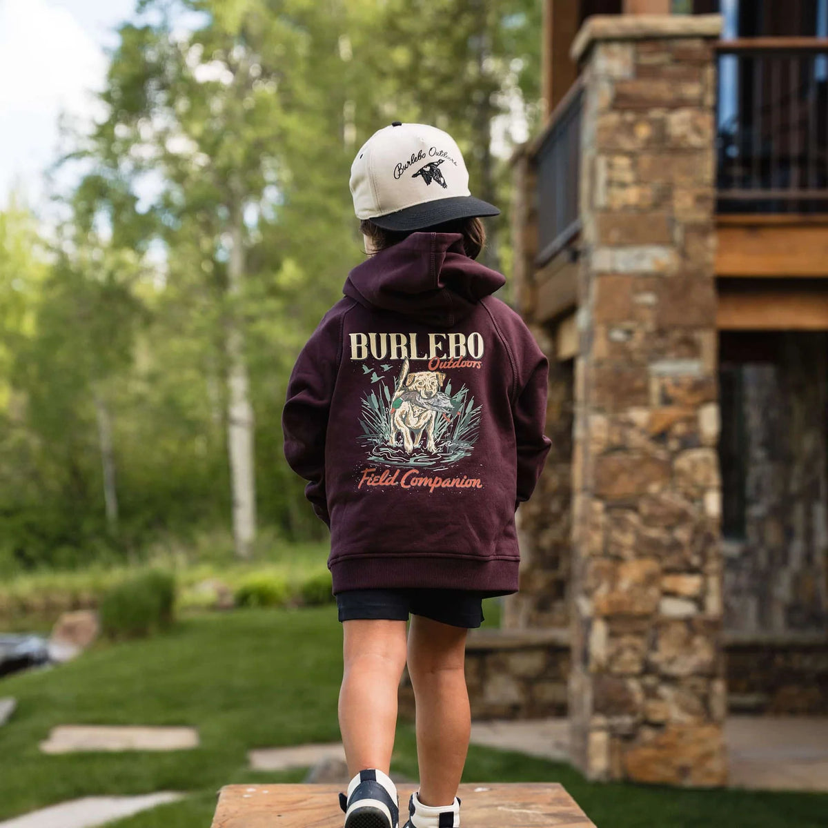 Burlebo Youth Fleece Hoodie - Field Companion - Maroon