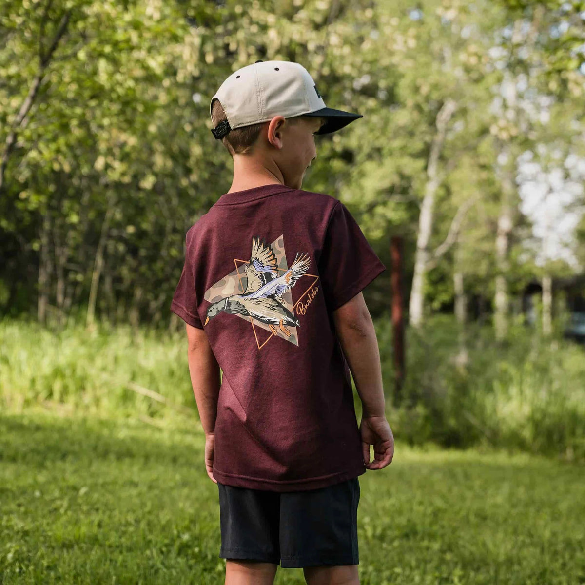 Burlebo Youth Short Sleeve Tee - Pintail Triangle Duck - Maroon