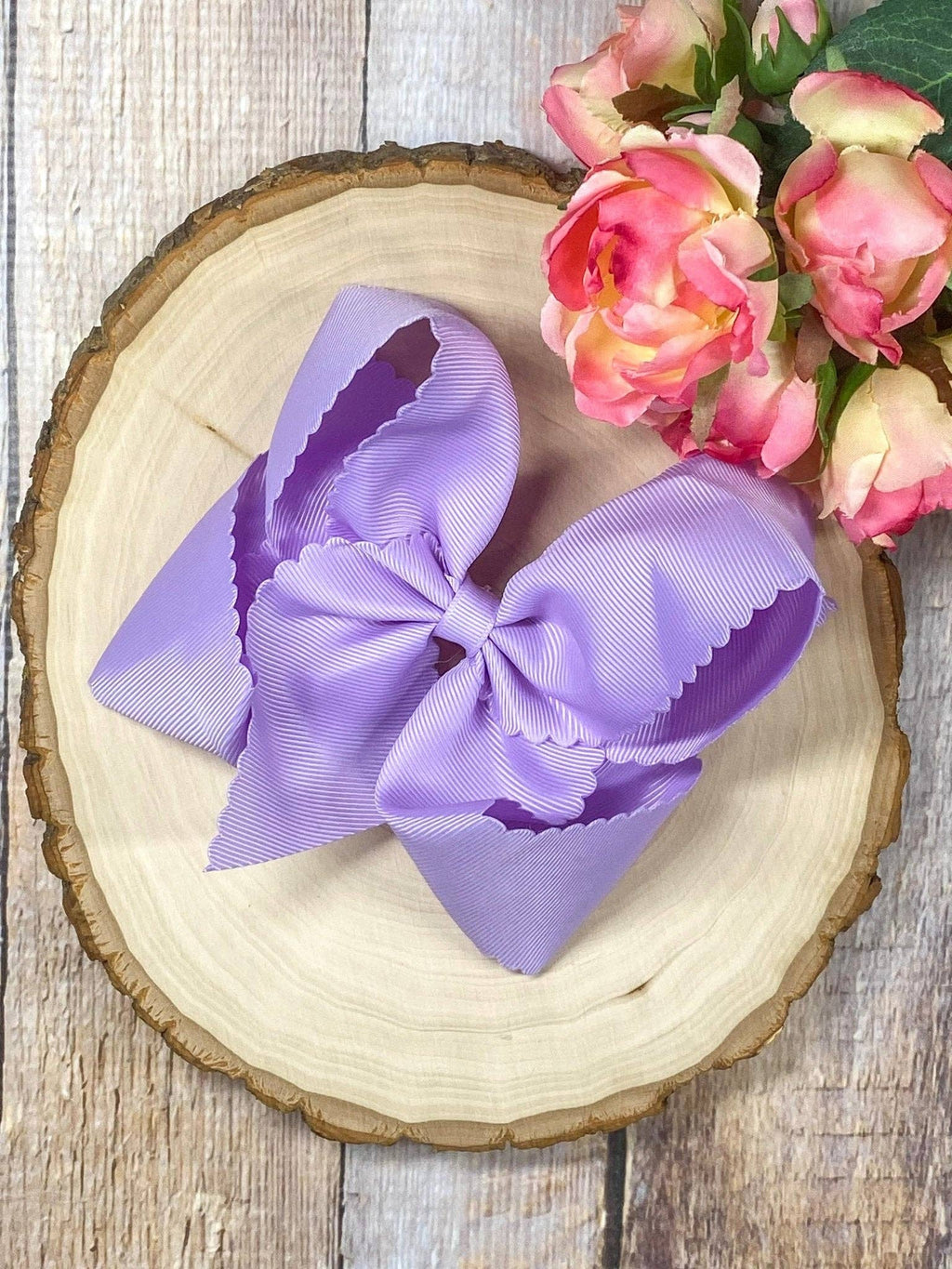 5.5" Oversize Scalloped Hair Bow | Clip or Headband: Black / Clip