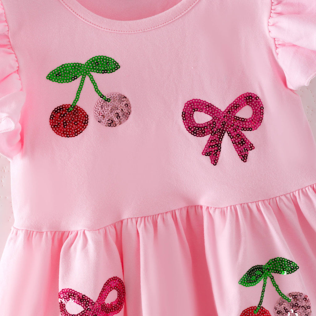 Cherry Sequin Girls Dress