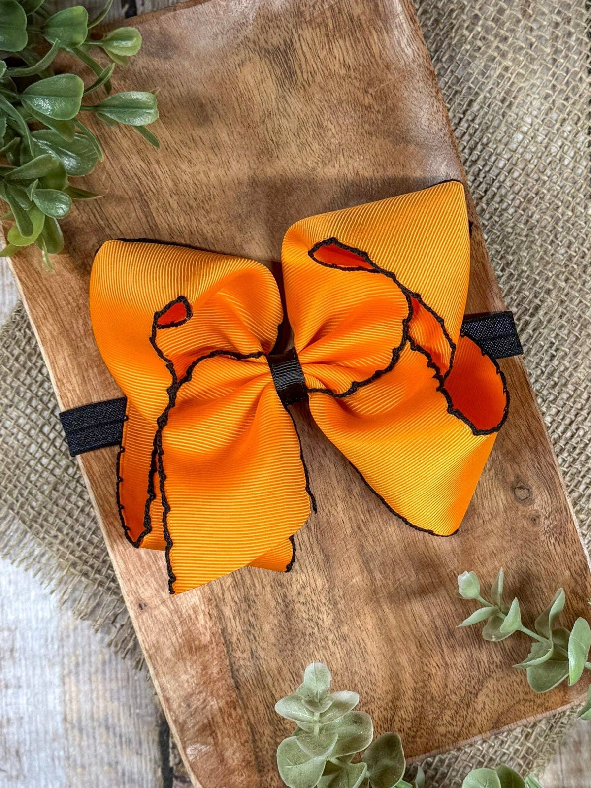5" Classic Moonstitch Boutique Bows Girls Hair Accessories | Clip or Headband: White with Sky Blue Moonstitch / Hair Bow on Clip