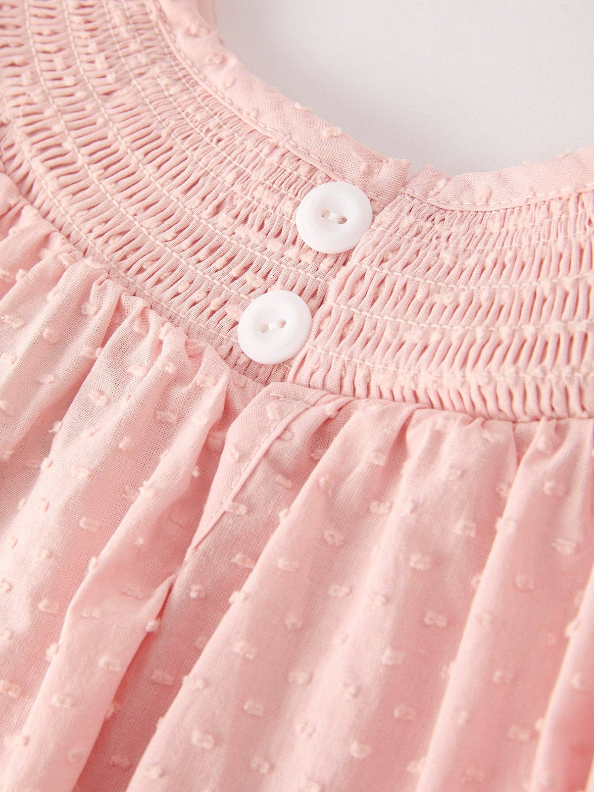 Halloween Light Pink Ghost Embroidery Smock Girl Dress