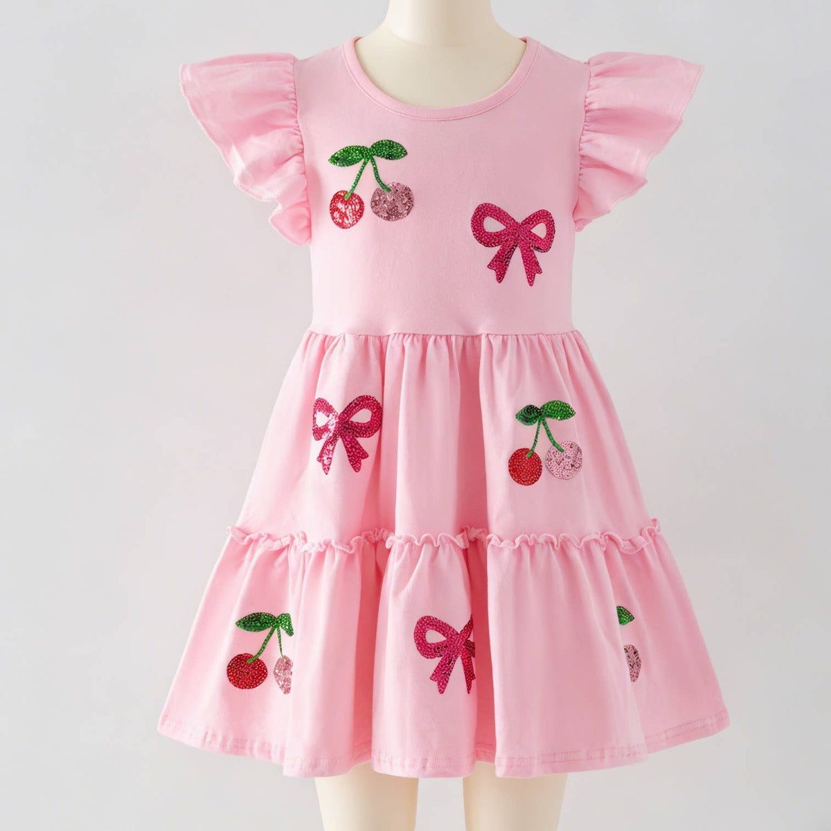 Cherry Sequin Girls Dress