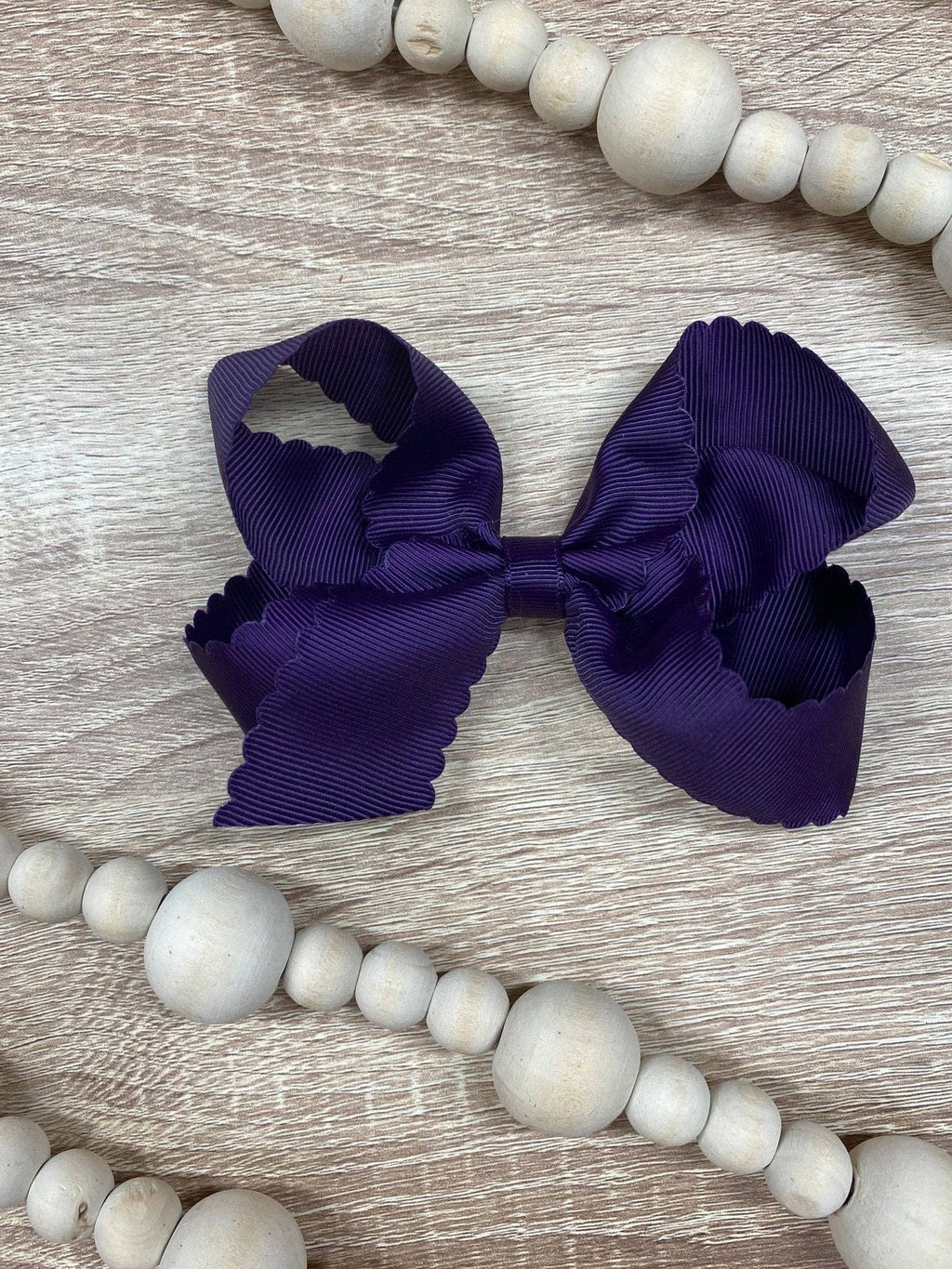 4.5" Classic Scalloped Hair Bow | Clip or Headband: Navy / Clip