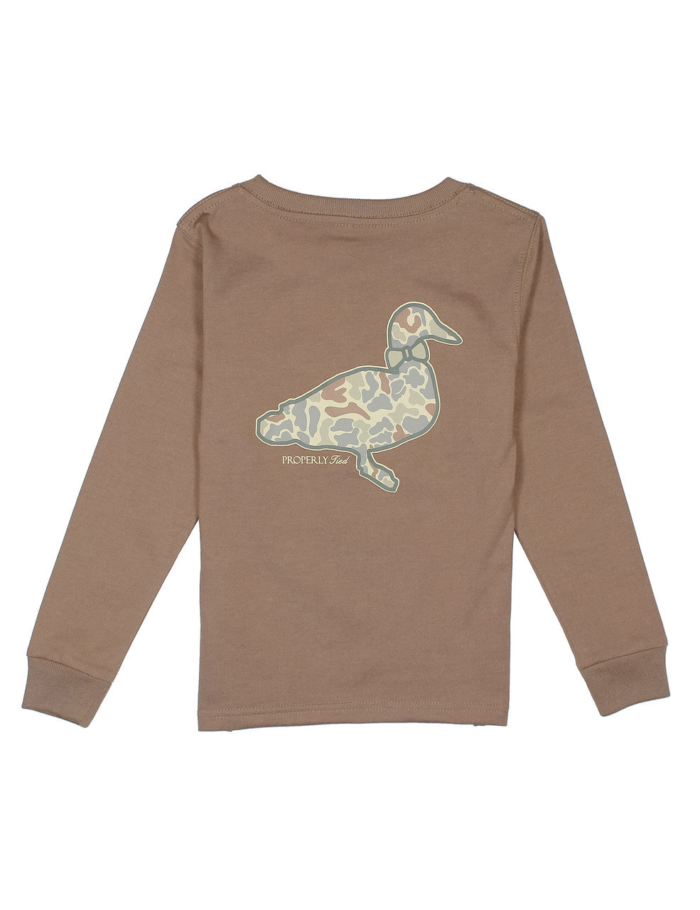 Properly Tied Boys Field Camo Logo Long Sleeve Tee - Walnut