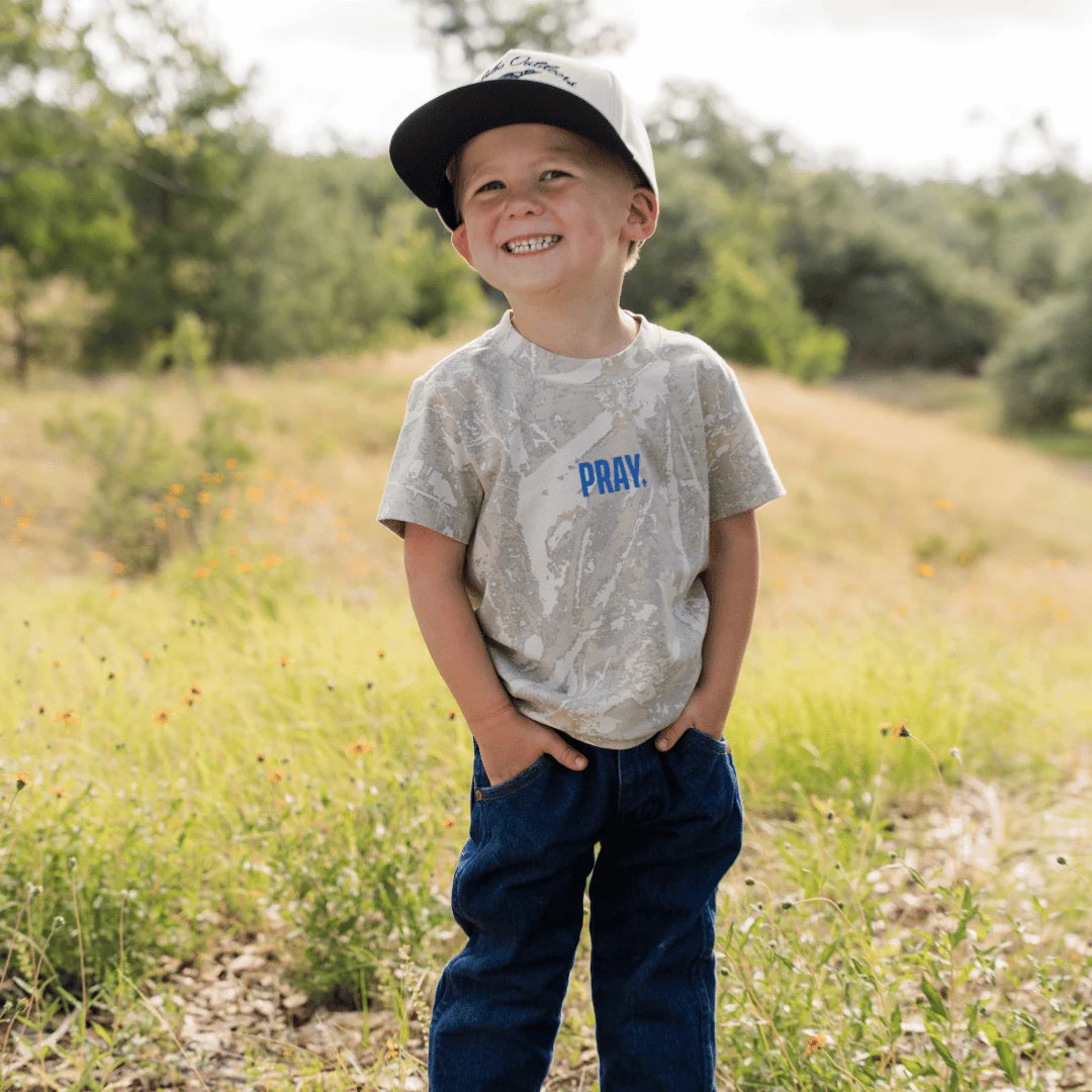Burlebo Youth Vintage Washed Tee - PRAY - Drifter Camo