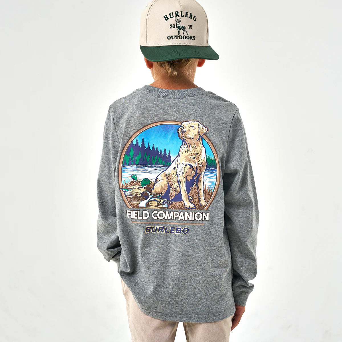 Burlebo Youth Long Sleeve Tee Field Companion Dark Heather Grey