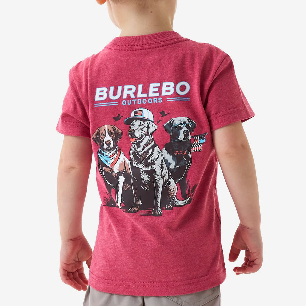 Burlebo Youth SS Tee American Dogs Heather Crimson