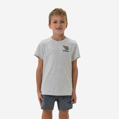 Burlebo Youth Short Sleeve Tee - Flying B Classic Deer Camo Logo - Ash Grey