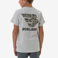 Burlebo Youth Short Sleeve Tee - Flying B Classic Deer Camo Logo - Ash Grey