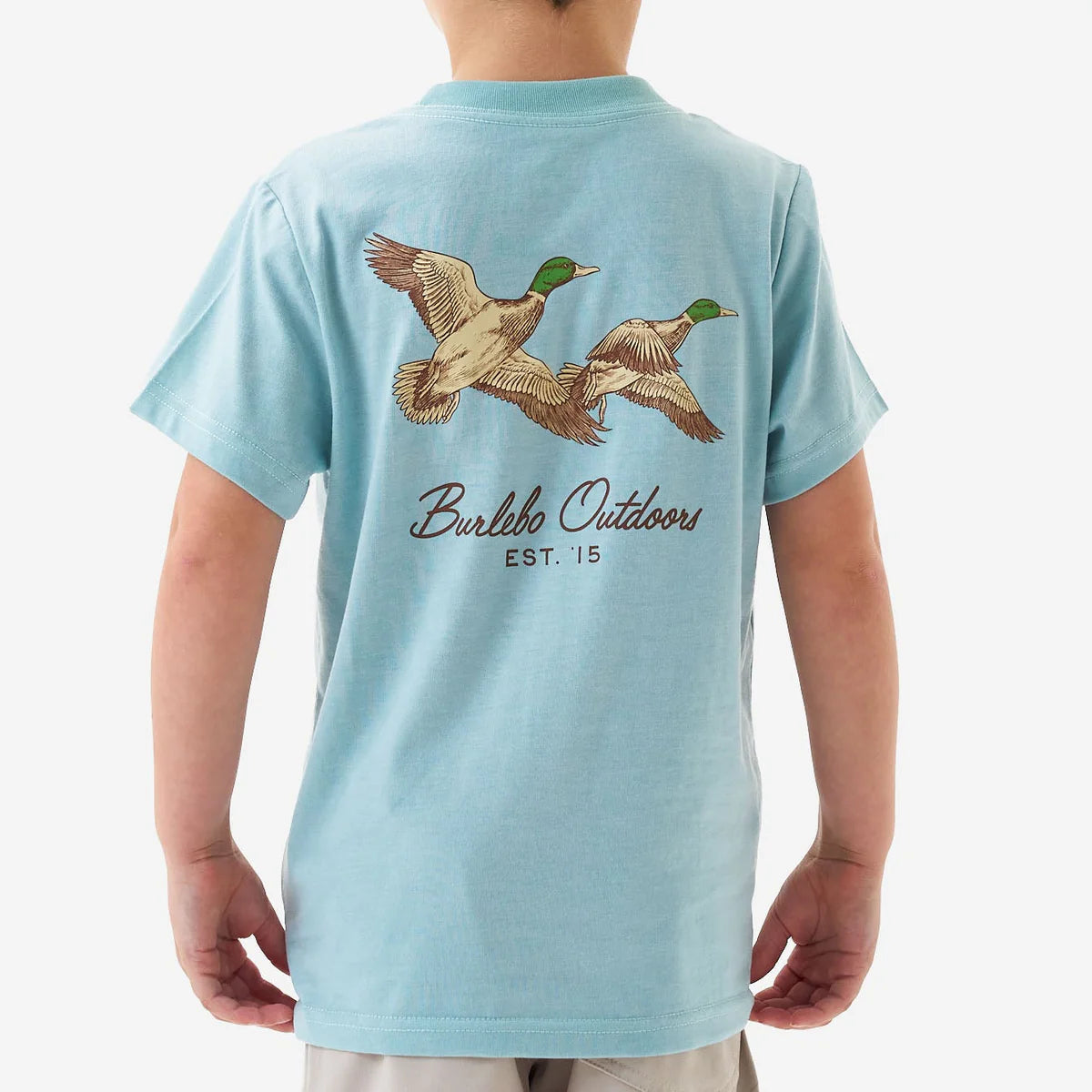 Burlebo Youth Short Sleeve Tee Flying Mallards Sky Blue