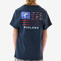 Burlebo Youth Short Sleeve Tee Fishing USA Heather Navy