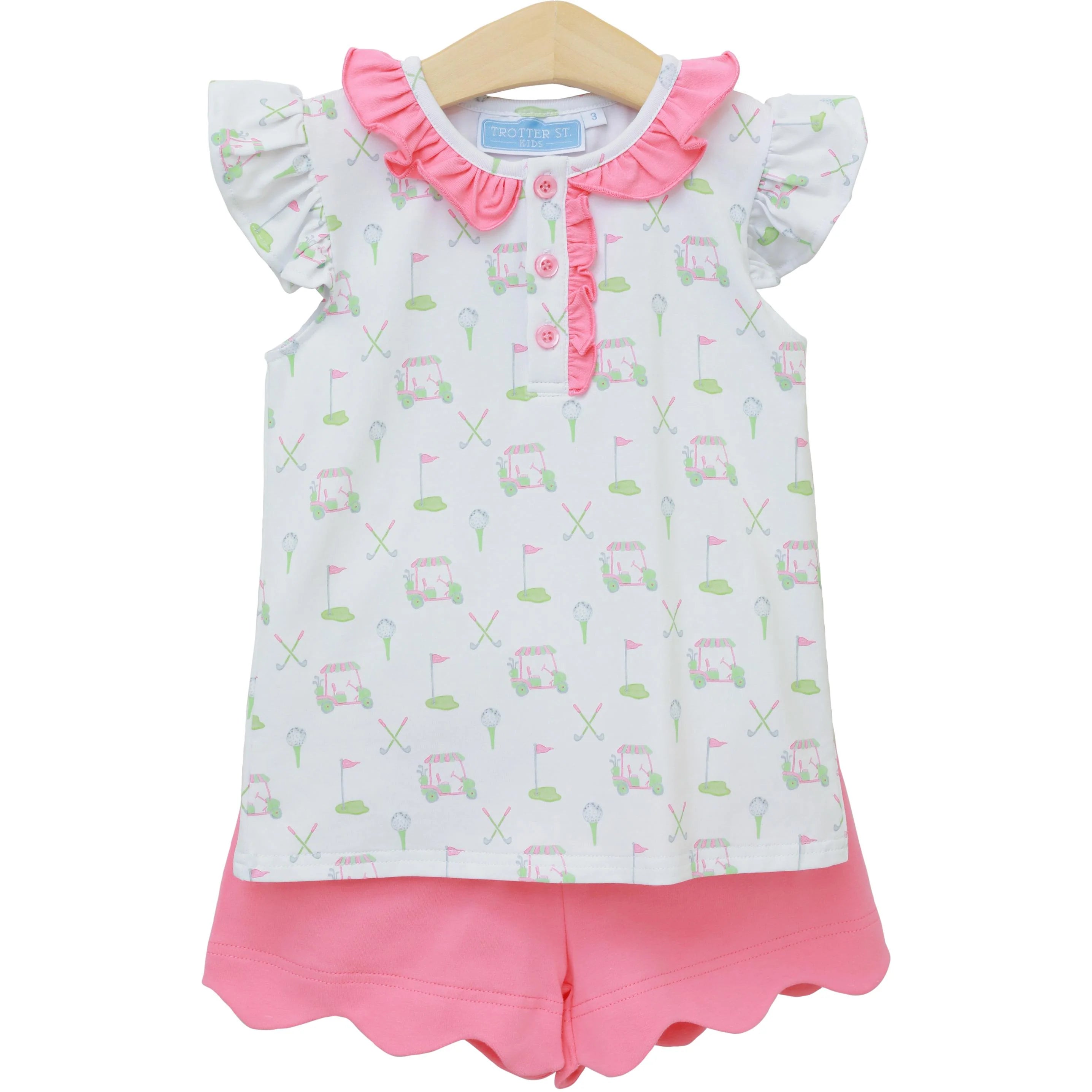 Trotter Street Girls Caddy Club Scalloped Short Set