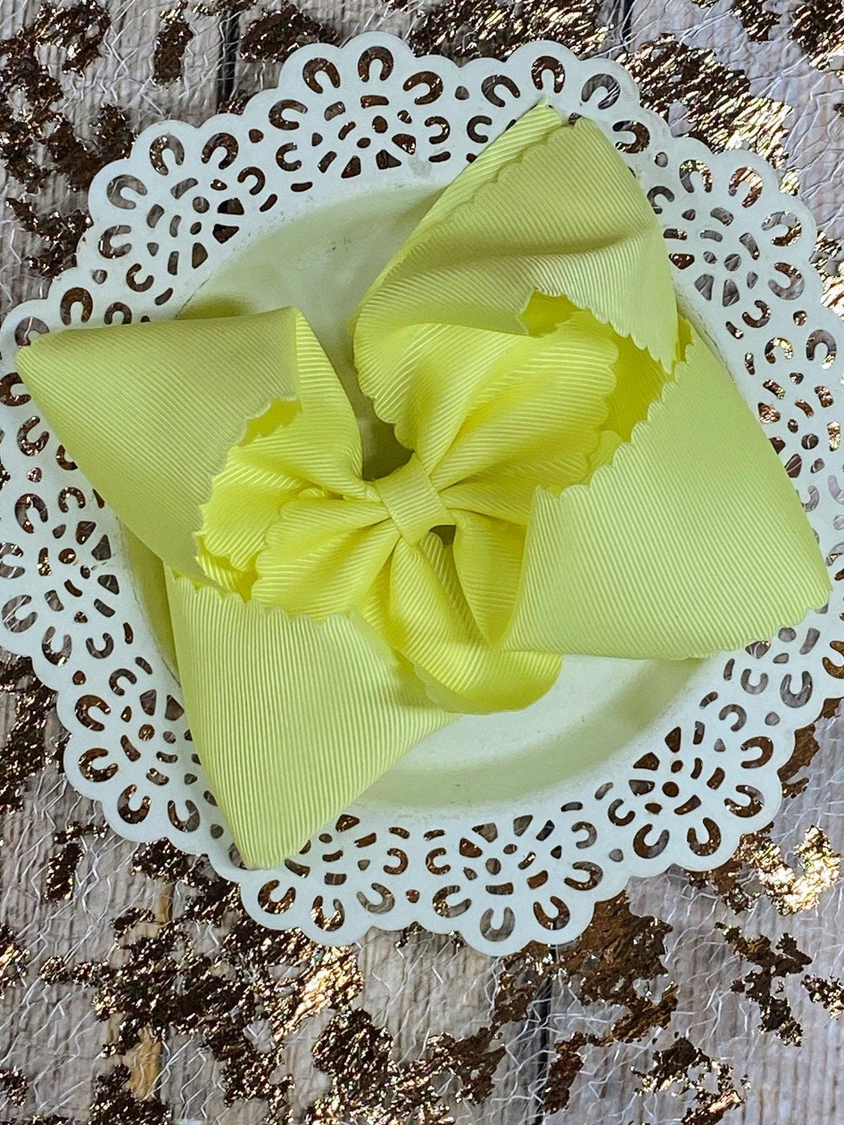 5.5" Oversize Scalloped Hair Bow | Clip or Headband: Orange / Clip
