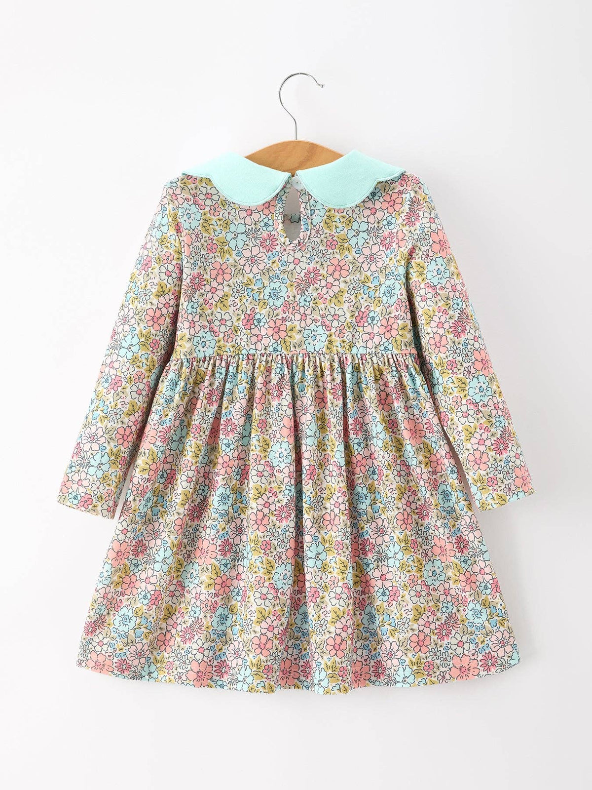 Mint Floral Girl Dress Petals Collar