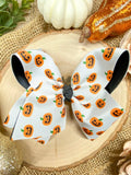 Jack-O-Lantern Hair Bow | Halloween Hair Bow | Clip or Headband: Hair Bow on Clip