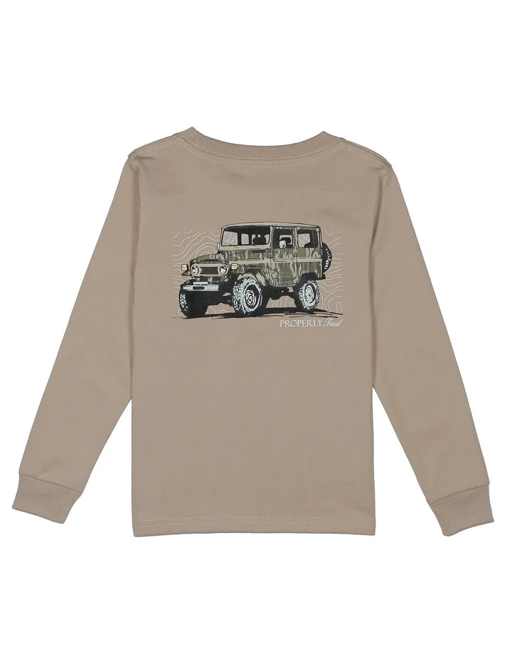 Properly Tied Boys Mossy Oak Topo Cruiser LS Sand