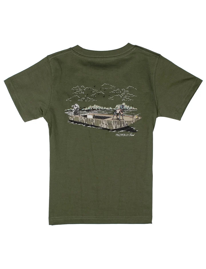Properly Tied Boys Mossy Oak Boat Ride SS Olive