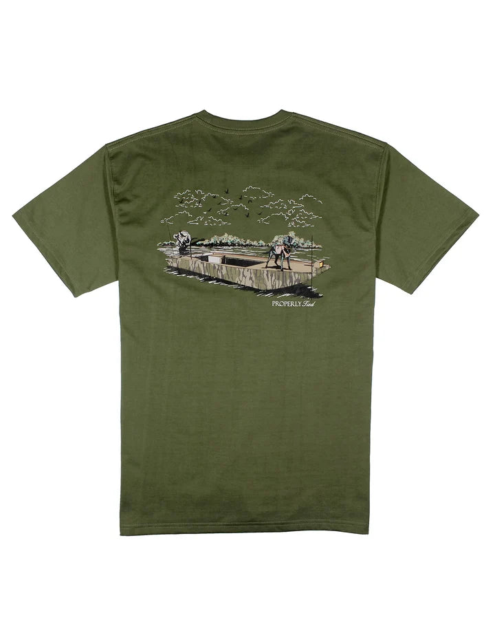 Mens Properly Tied Mossy Oak Boat Ride SS Olive