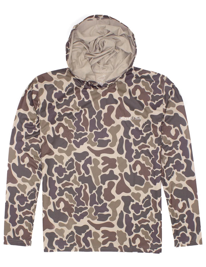 Properly Tied Mens Sportsman Performance Hoodie Vintage Camo